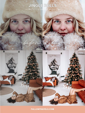 5 Jingle Bells Lightroom Mobile & Desktop Presets, Vibrant Pink Red Christmas Tones, Merry Xmas Holiday Photo Editing Filter for Instagram