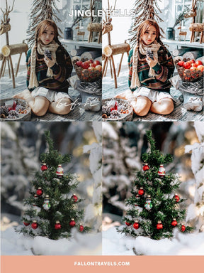 5 Jingle Bells Lightroom Mobile & Desktop Presets, Vibrant Pink Red Christmas Tones, Merry Xmas Holiday Photo Editing Filter for Instagram
