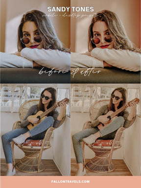 5 Sandy Tones Lightroom Mobile & Desktop Presets, Warm Vintage Photo Editing Filter for Beach Instagram, Clean Beige Blogger Summer Preset