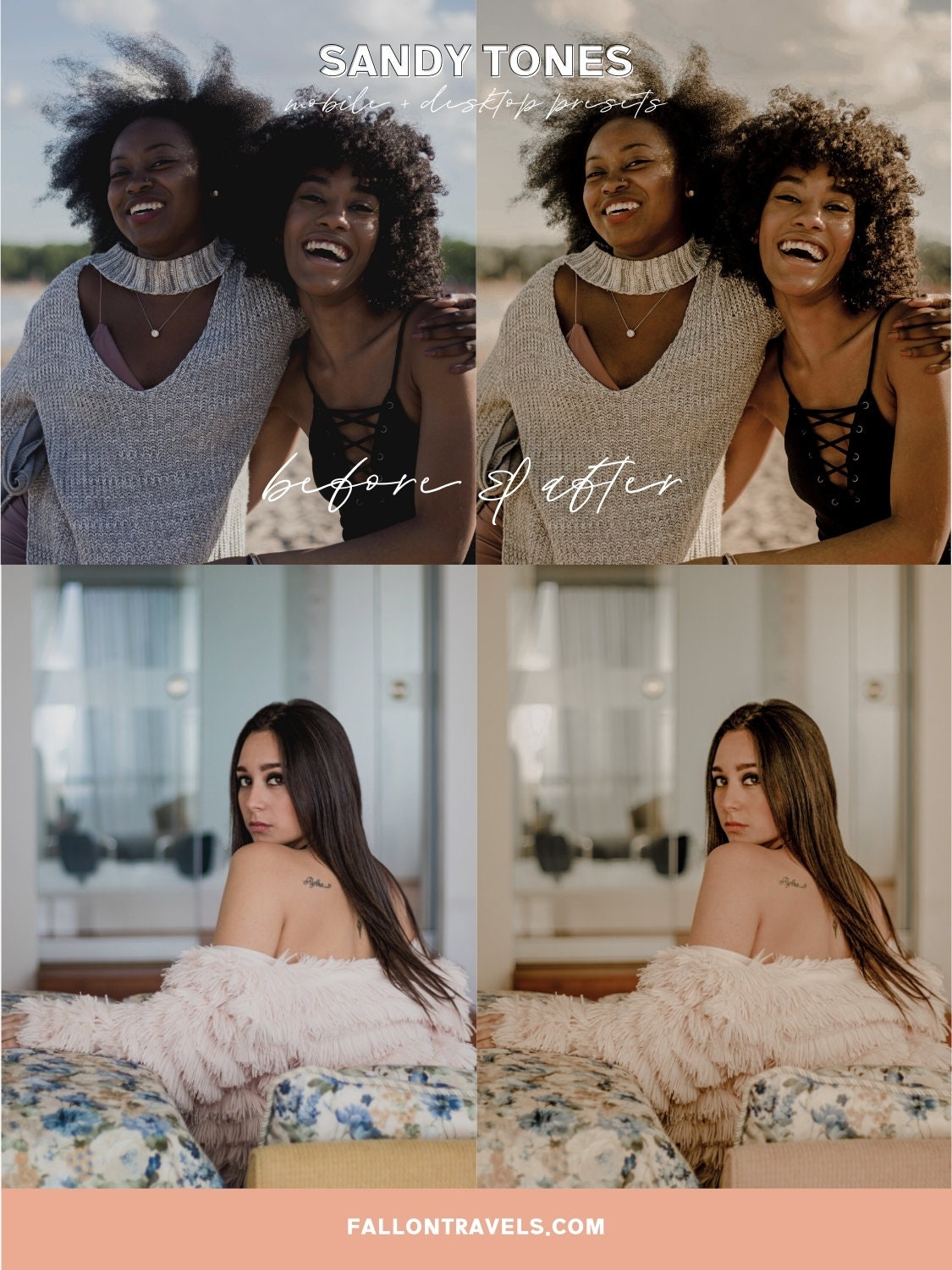 5 Sandy Tones Lightroom Mobile & Desktop Presets, Warm Vintage Photo Editing Filter for Beach Instagram, Clean Beige Blogger Summer Preset