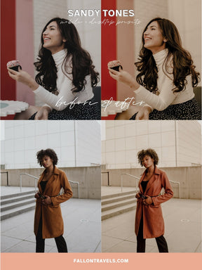 5 Sandy Tones Lightroom Mobile & Desktop Presets, Warm Vintage Photo Editing Filter for Beach Instagram, Clean Beige Blogger Summer Preset