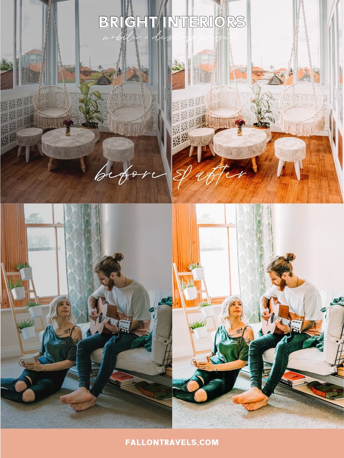 5 Bright Interiors Lightroom Mobile & Desktop Presets, Clean White Home Photo Editing Filter for Real Estate Instagram, Family Indoor Preset