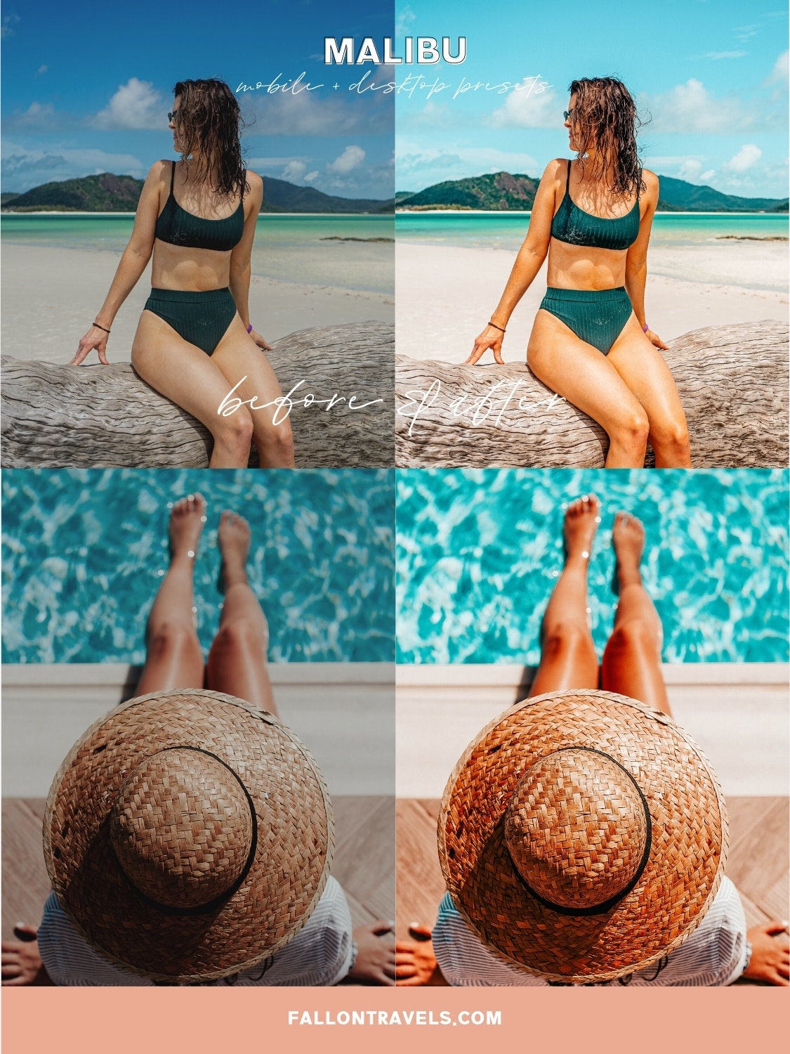 5 Malibu Lightroom Mobile & Desktop Presets, Warm Island Summer Photo Editing Filter for Instagram, Beach Blogger Travel Influencer Preset