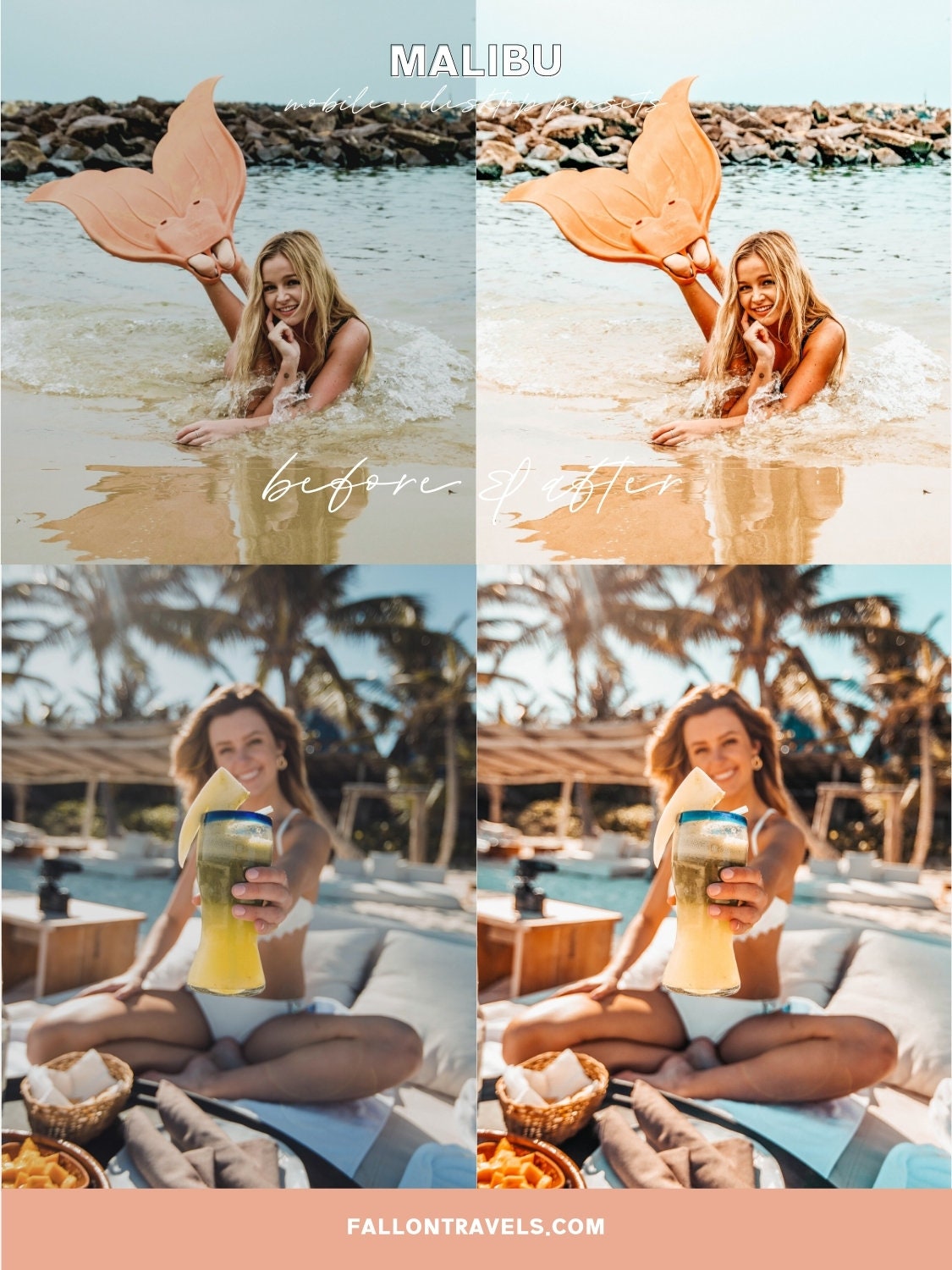 5 Malibu Lightroom Mobile & Desktop Presets, Warm Island Summer Photo Editing Filter for Instagram, Beach Blogger Travel Influencer Preset