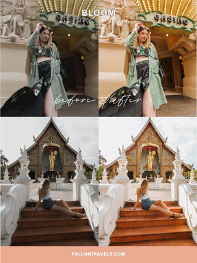 5 Bloom Lightroom Mobile & Desktop Presets, Warm Color Photo Editing Filter for Instagram Bloggers, Bright Summer Travel Influencer Preset