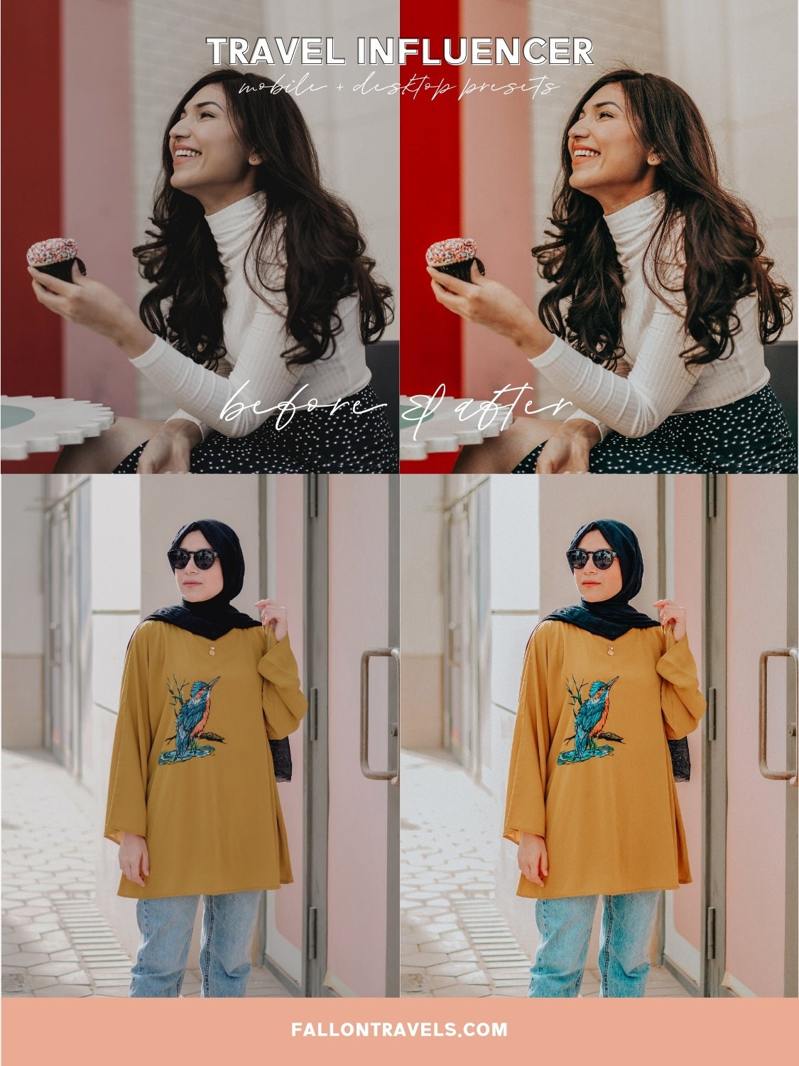 5 Travel Influencer Lightroom Mobile & Desktop Presets, Summer Photo Editing Filter for Instagram Influencer, Bright Lifestyle Blog Preset