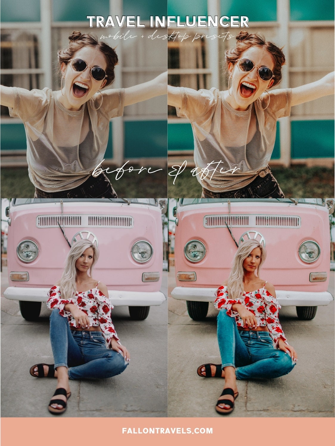 5 Travel Influencer Lightroom Mobile & Desktop Presets, Summer Photo Editing Filter for Instagram Influencer, Bright Lifestyle Blog Preset