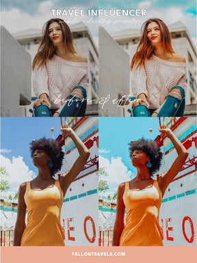 5 Travel Influencer Lightroom Mobile & Desktop Presets, Summer Photo Editing Filter for Instagram Influencer, Bright Lifestyle Blog Preset