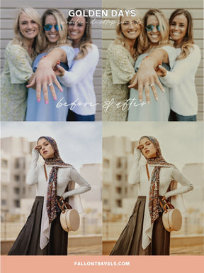 5 Golden Hour Lightroom Mobile & Desktop Presets, Warm Honey Photo Filter for Instagram Blogger, Vintage Lifestyle Portrait Preset