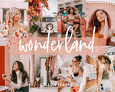 5 Wonderland Lightroom Mobile & Desktop Presets, Warm Pink Orange Tone Photo Filter for Instagram, Vibrant Spring Summer Travel Preset
