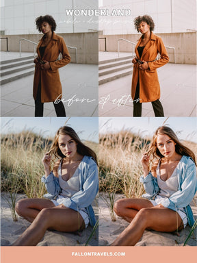 5 Wonderland Lightroom Mobile & Desktop Presets, Warm Pink Orange Tone Photo Filter for Instagram, Vibrant Spring Summer Travel Preset