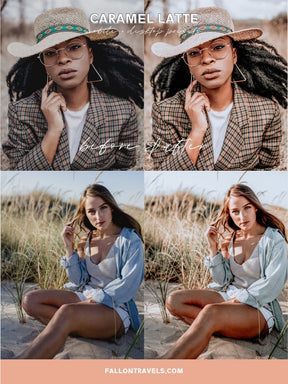 5 Caramel Latte Lightroom Mobile & Desktop Presets, Warm Brown Coffee Photo Filter for Cafe Mood Instagram, Beige Tones Blogger Preset