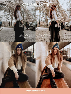 5 Caramel Latte Lightroom Mobile & Desktop Presets, Warm Brown Coffee Photo Filter for Cafe Mood Instagram, Beige Tones Blogger Preset