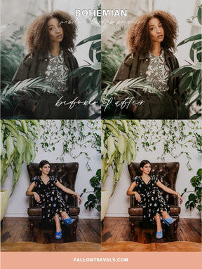 5 Bohemian Lightroom Mobile & Desktop Presets, Rich Moody Tones Pink Photo Filter for Instagram, Rustic Boho Vintage Blogger Preset