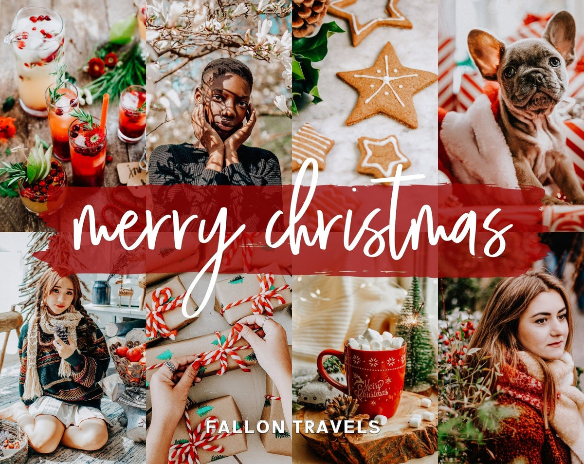 5 Merry Christmas Lightroom Mobile & Desktop Presets, Vibrant Xmas Photo Editing Filter for Instagram Blogger, Clean Winter Holiday Tones