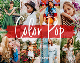 5 Color Pop Lightroom Mobile & Desktop Presets, Vibrant iPhone Photo Editing for Instagram Blogger, Bright Summer Travel Influencer Filter