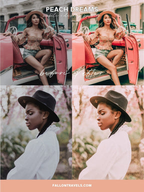 5 Peach Dreams Lightroom Mobile & Desktop Presets, Bright Orange Pink Photo Editing for Instagram Blogger, Warm Airy Lifestyle Filter