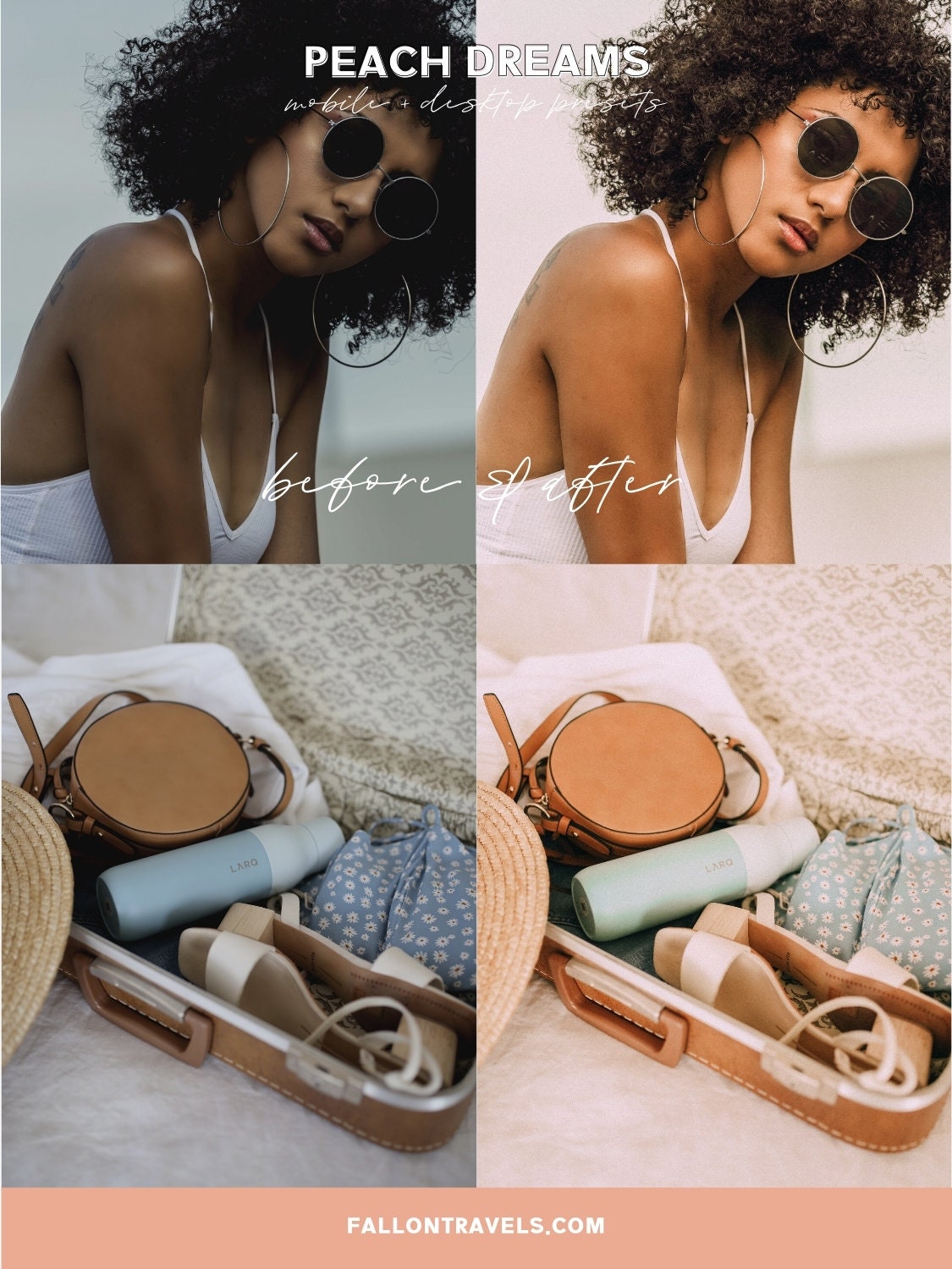 5 Peach Dreams Lightroom Mobile & Desktop Presets, Bright Orange Pink Photo Editing for Instagram Blogger, Warm Airy Lifestyle Filter