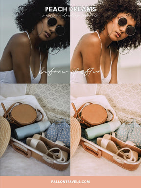 5 Peach Dreams Lightroom Mobile & Desktop Presets, Bright Orange Pink Photo Editing for Instagram Blogger, Warm Airy Lifestyle Filter