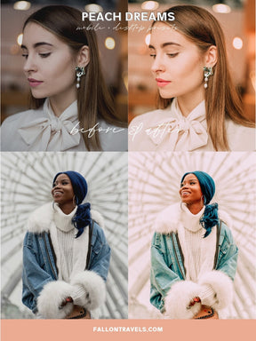 5 Peach Dreams Lightroom Mobile & Desktop Presets, Bright Orange Pink Photo Editing for Instagram Blogger, Warm Airy Lifestyle Filter