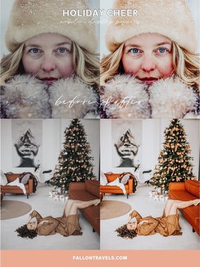 5 Holiday Cheer Lightroom Mobile & Desktop Presets, Vibrant Cozy Home Christmas Photo Editing for Instagram Blogger, Bright Winter Filter