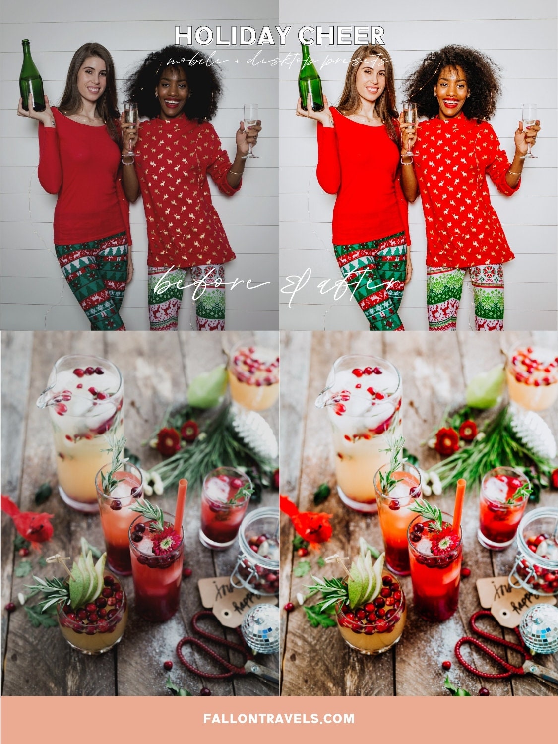 5 Holiday Cheer Lightroom Mobile & Desktop Presets, Vibrant Cozy Home Christmas Photo Editing for Instagram Blogger, Bright Winter Filter