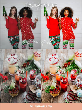 5 Holiday Cheer Lightroom Mobile & Desktop Presets, Vibrant Cozy Home Christmas Photo Editing for Instagram Blogger, Bright Winter Filter