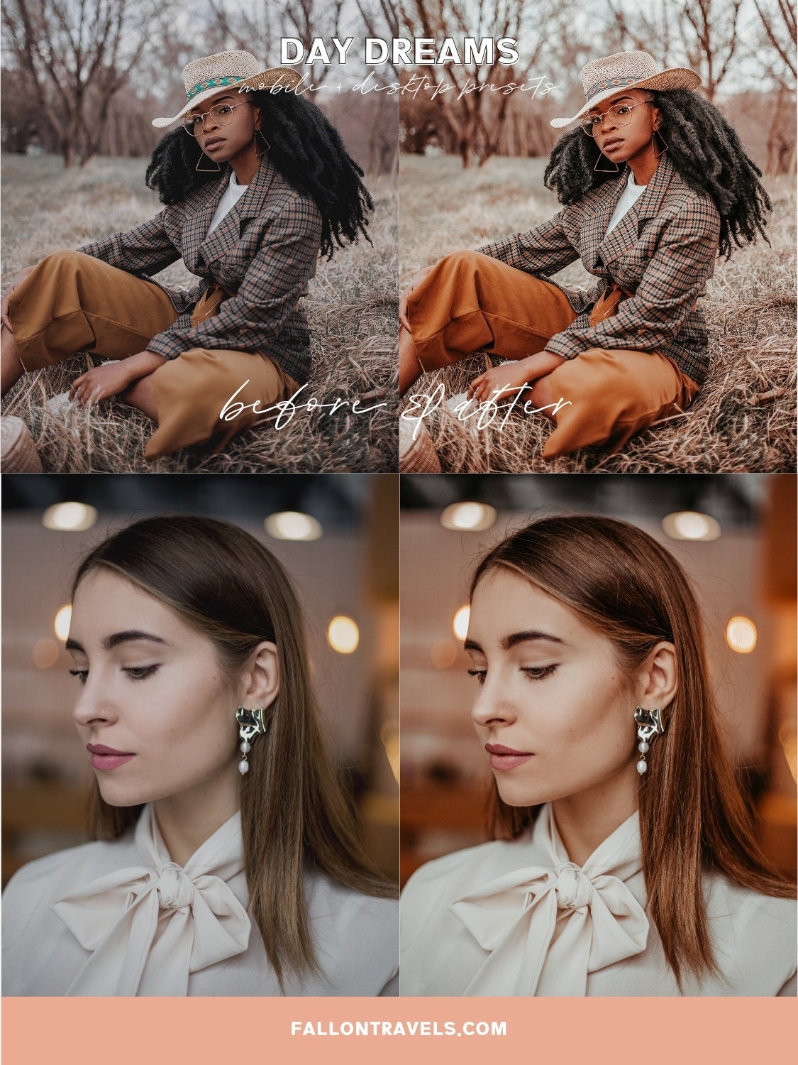 5 Day Dreams Lightroom Mobile & Desktop Presets, Warm Beige Clean Tones Outdoor Photo Editing Filter, Bright Instagram Selfie for Bloggers