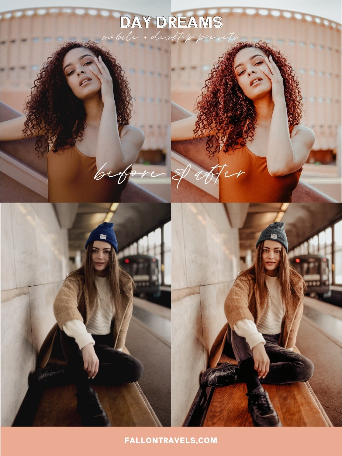 5 Day Dreams Lightroom Mobile & Desktop Presets, Warm Beige Clean Tones Outdoor Photo Editing Filter, Bright Instagram Selfie for Bloggers