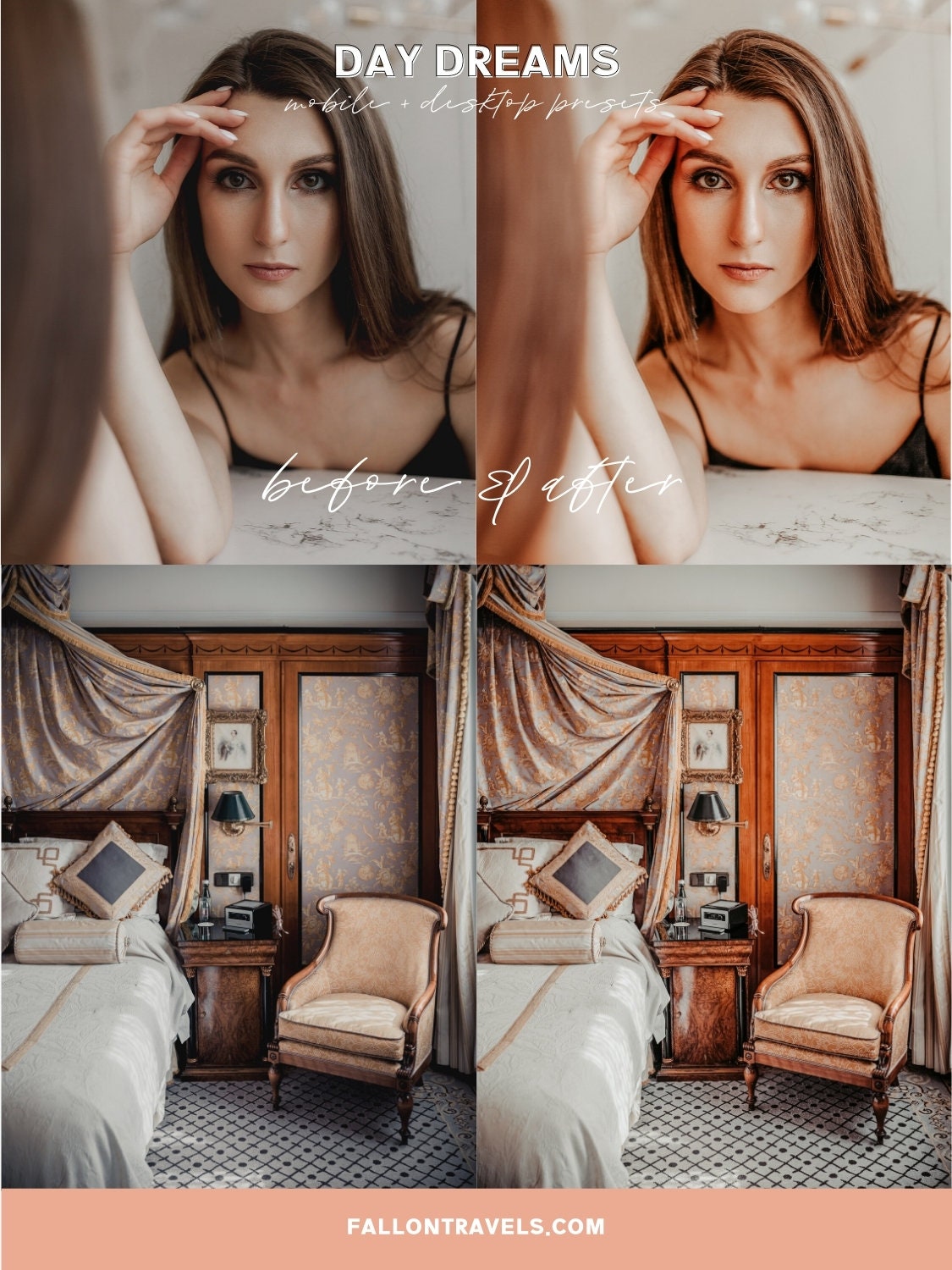 5 Day Dreams Lightroom Mobile & Desktop Presets, Warm Beige Clean Tones Outdoor Photo Editing Filter, Bright Instagram Selfie for Bloggers