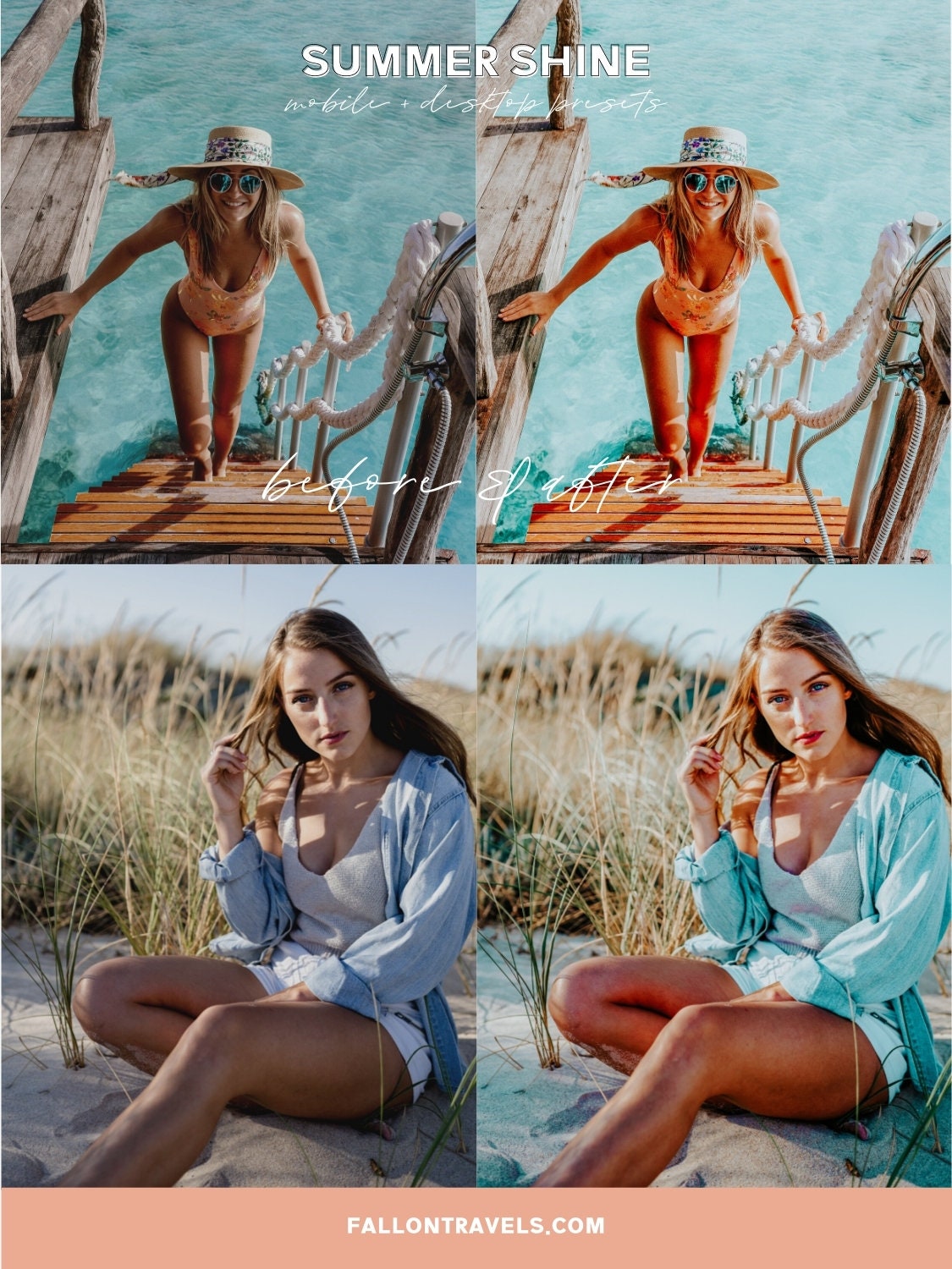 5 Summer Shine Lightroom Mobile & Desktop Presets, Vibrant Color iPhone Photo Editing for Instagram Blogger, Bright Travel Influencer Filter