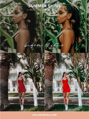 5 Summer Shine Lightroom Mobile & Desktop Presets, Vibrant Color iPhone Photo Editing for Instagram Blogger, Bright Travel Influencer Filter