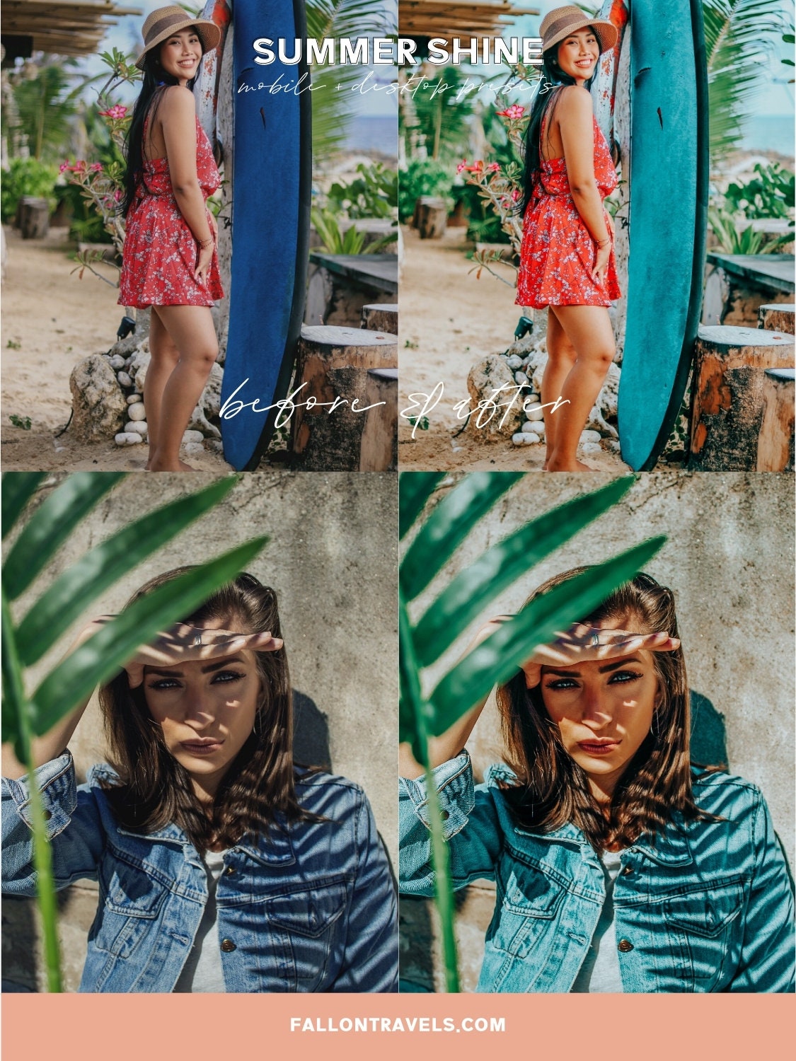 5 Summer Shine Lightroom Mobile & Desktop Presets, Vibrant Color iPhone Photo Editing for Instagram Blogger, Bright Travel Influencer Filter