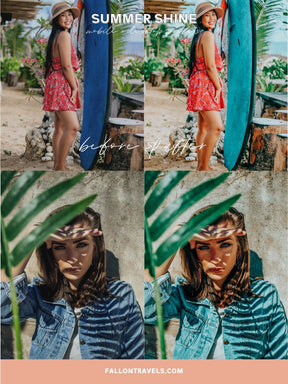 5 Summer Shine Lightroom Mobile & Desktop Presets, Vibrant Color iPhone Photo Editing for Instagram Blogger, Bright Travel Influencer Filter