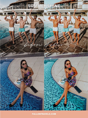 5 Summer Shine Lightroom Mobile & Desktop Presets, Vibrant Color iPhone Photo Editing for Instagram Blogger, Bright Travel Influencer Filter