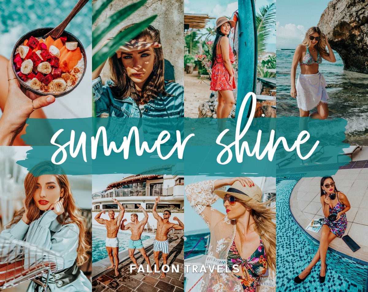 5 Summer Shine Lightroom Mobile & Desktop Presets, Vibrant Color iPhone Photo Editing for Instagram Blogger, Bright Travel Influencer Filter