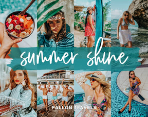 5 Summer Shine Lightroom Mobile & Desktop Presets, Vibrant Color iPhone Photo Editing for Instagram Blogger, Bright Travel Influencer Filter