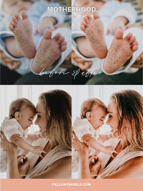 5 Motherhood Lightroom Mobile & Desktop Presets, Warm Pink Photo Editing for Newborn Baby Family Instagram, Mom Home Blogger Filter