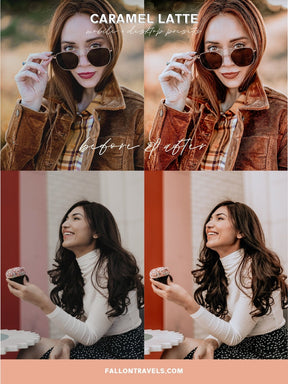 5 Caramel Latte Lightroom Mobile & Desktop Presets, Warm Brown Coffee Photo Filter for Cafe Mood Instagram, Beige Tones Blogger Preset