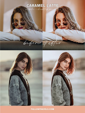 5 Caramel Latte Lightroom Mobile & Desktop Presets, Warm Brown Coffee Photo Filter for Cafe Mood Instagram, Beige Tones Blogger Preset