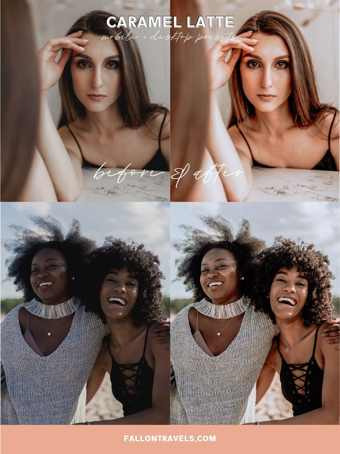 5 Caramel Latte Lightroom Mobile & Desktop Presets, Warm Brown Coffee Photo Filter for Cafe Mood Instagram, Beige Tones Blogger Preset