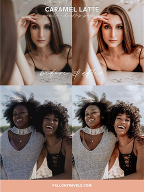 5 Caramel Latte Lightroom Mobile & Desktop Presets, Warm Brown Coffee Photo Filter for Cafe Mood Instagram, Beige Tones Blogger Preset