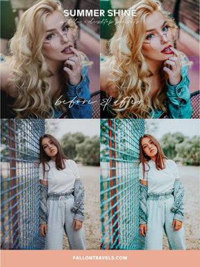 5 Summer Shine Lightroom Mobile & Desktop Presets, Vibrant Color iPhone Photo Editing for Instagram Blogger, Bright Travel Influencer Filter