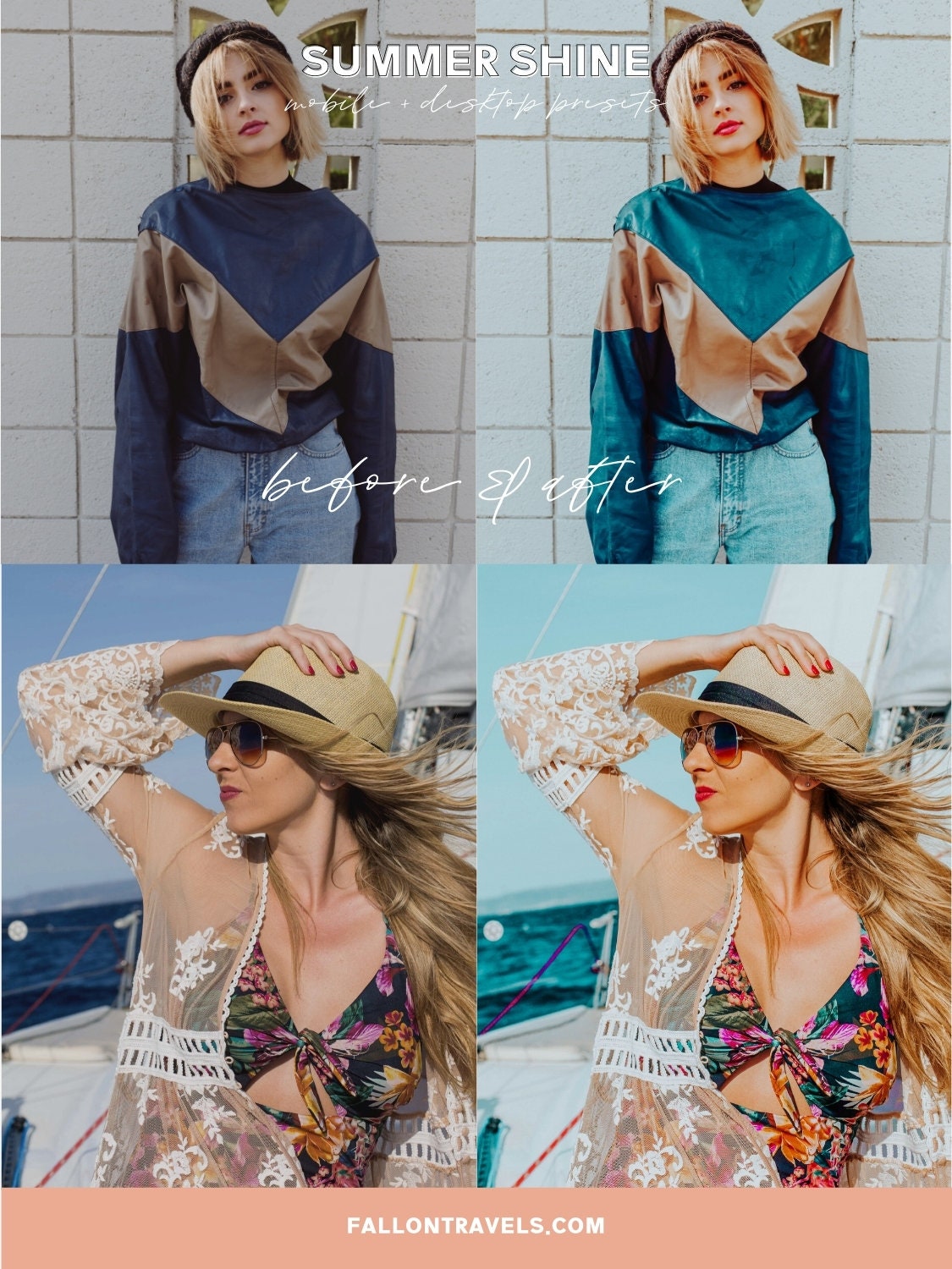 5 Summer Shine Lightroom Mobile & Desktop Presets, Vibrant Color iPhone Photo Editing for Instagram Blogger, Bright Travel Influencer Filter