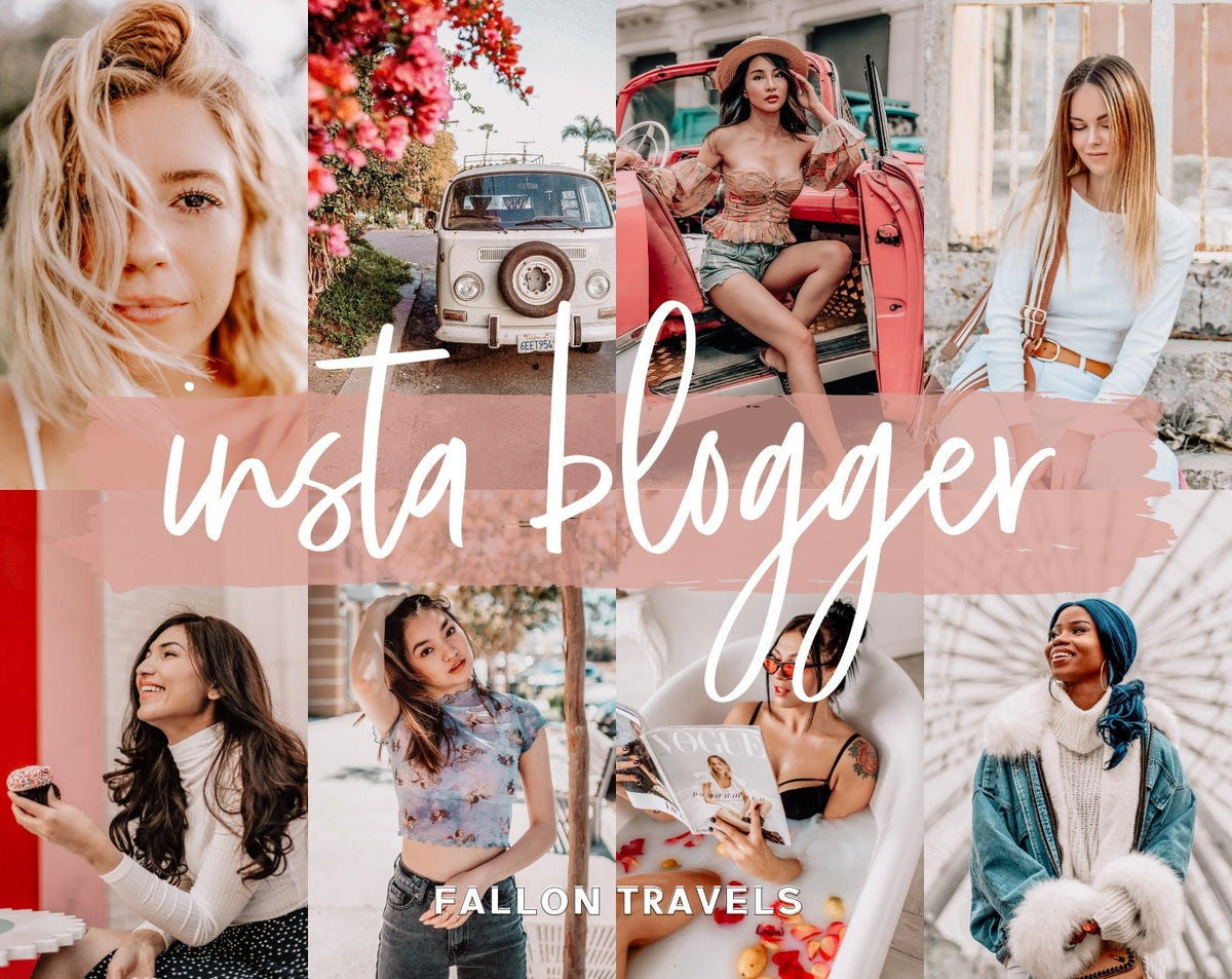 5 Instagram Blogger Lightroom Mobile & Desktop Presets, Insta Soft Pink Photo Editing for Lifestyle Influencer, Bright Travel Filter