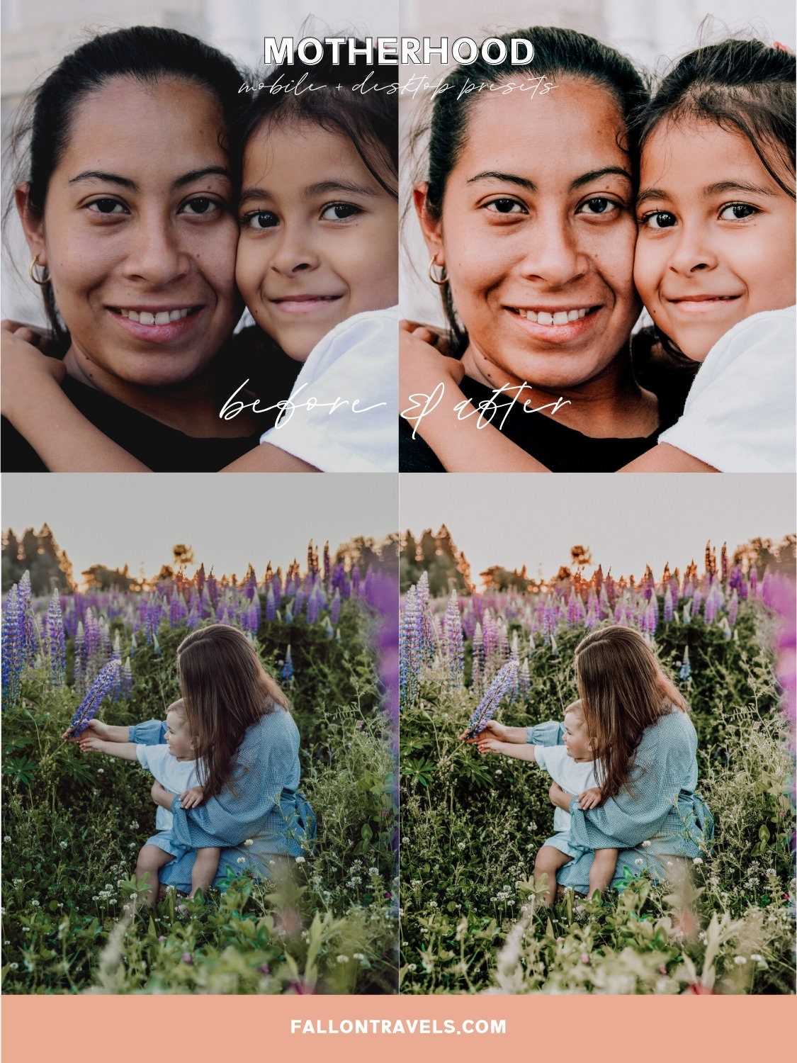 5 Motherhood Lightroom Mobile & Desktop Presets, Warm Pink Photo Editing for Newborn Baby Family Instagram, Mom Home Blogger Filter