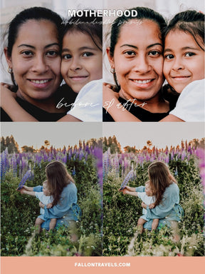 5 Motherhood Lightroom Mobile & Desktop Presets, Warm Pink Photo Editing for Newborn Baby Family Instagram, Mom Home Blogger Filter