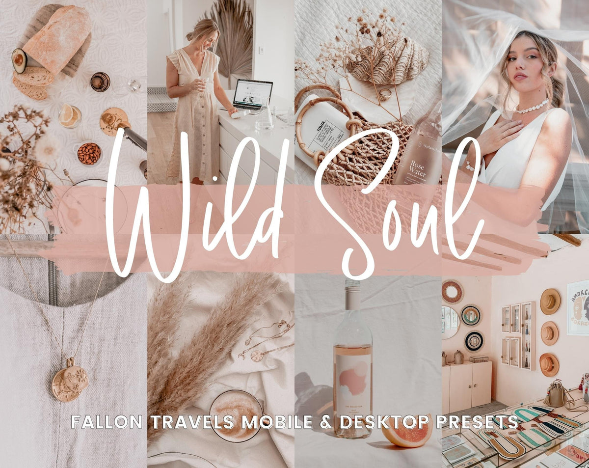 5 Wild Soul Lightroom Mobile & Desktop Presets, Soft Blush Pink Instagram Filter for Valentines Photo, Dreamy Pastel Tones iPhone Preset