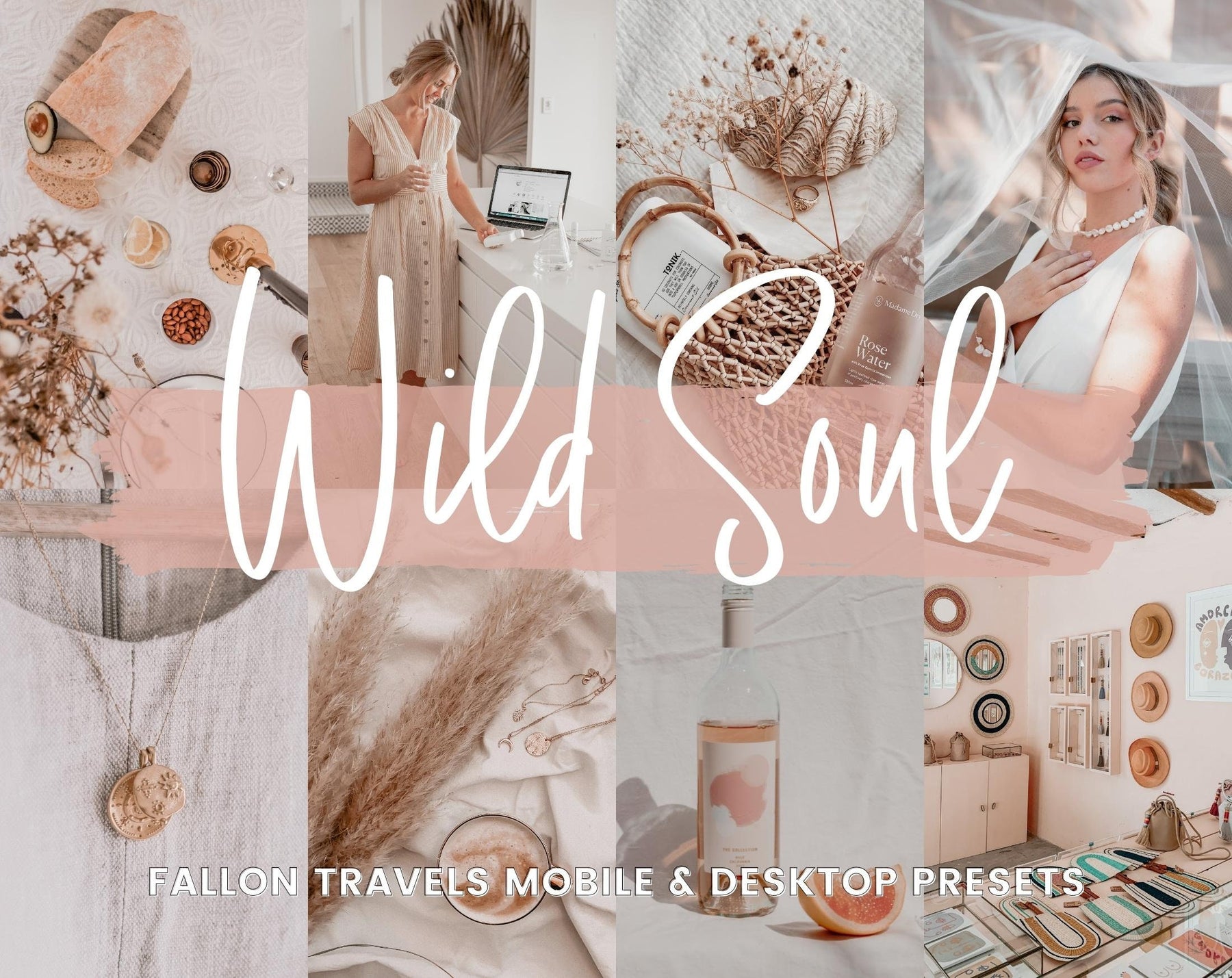 5 Wild Soul Lightroom Mobile & Desktop Presets, Soft Blush Pink Instagram Filter for Valentines Photo, Dreamy Pastel Tones iPhone Preset