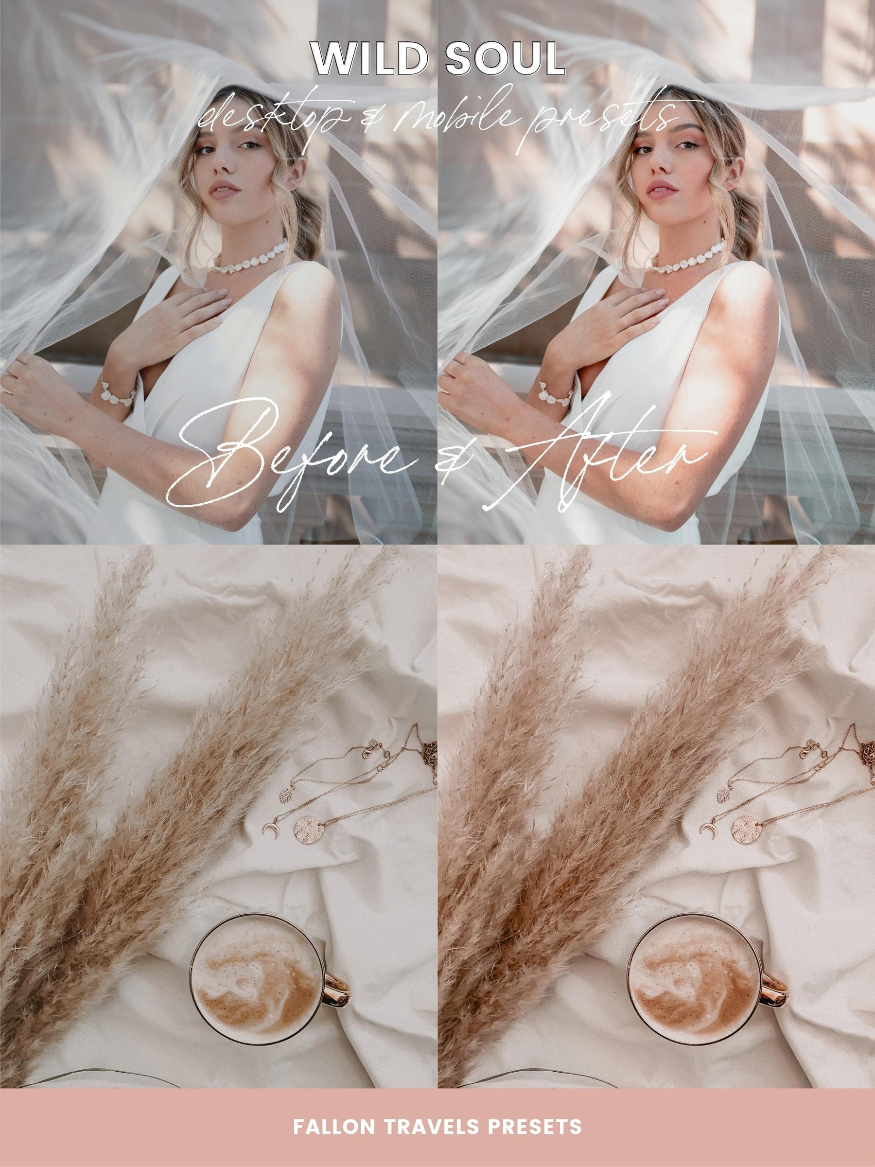 5 Wild Soul Lightroom Mobile & Desktop Presets, Soft Blush Pink Instagram Filter for Valentines Photo, Dreamy Pastel Tones iPhone Preset